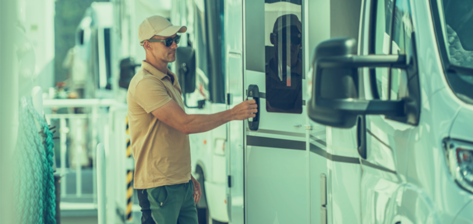 Man shopping for a recreational vehicle.