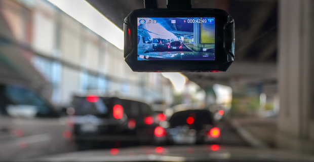 Dash Camera or car video recorder in vehicle. 